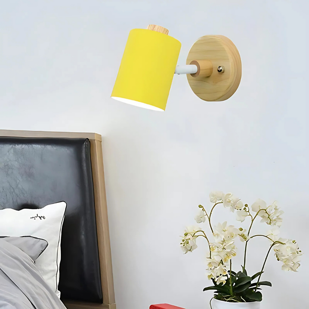 Modern Minimalist Wood Cylinder LED Wall Sconce 1-light