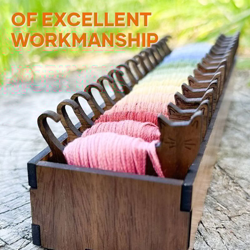 Guili | Embroidery Thread Organizer | Wooden Bunny Bobbin Set | 16-Piece | Storage Corral Included