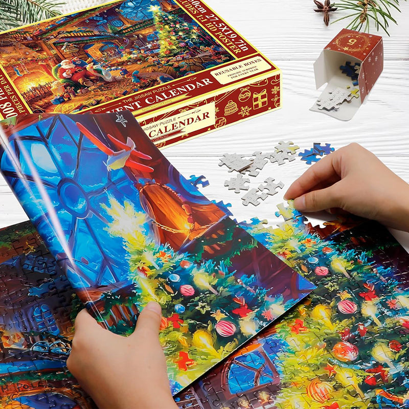 Guili | Christmas Puzzle Countdown Calendar | Make Christmas Magical - 1008 Pieces Puzzle in 24 Doors