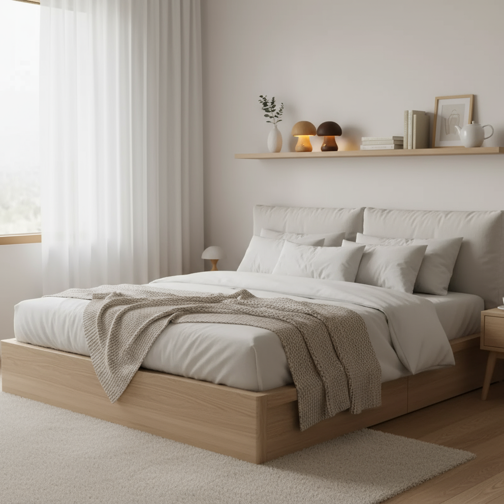 Modern Wood Mushroom LED Table Lamp 1-Light