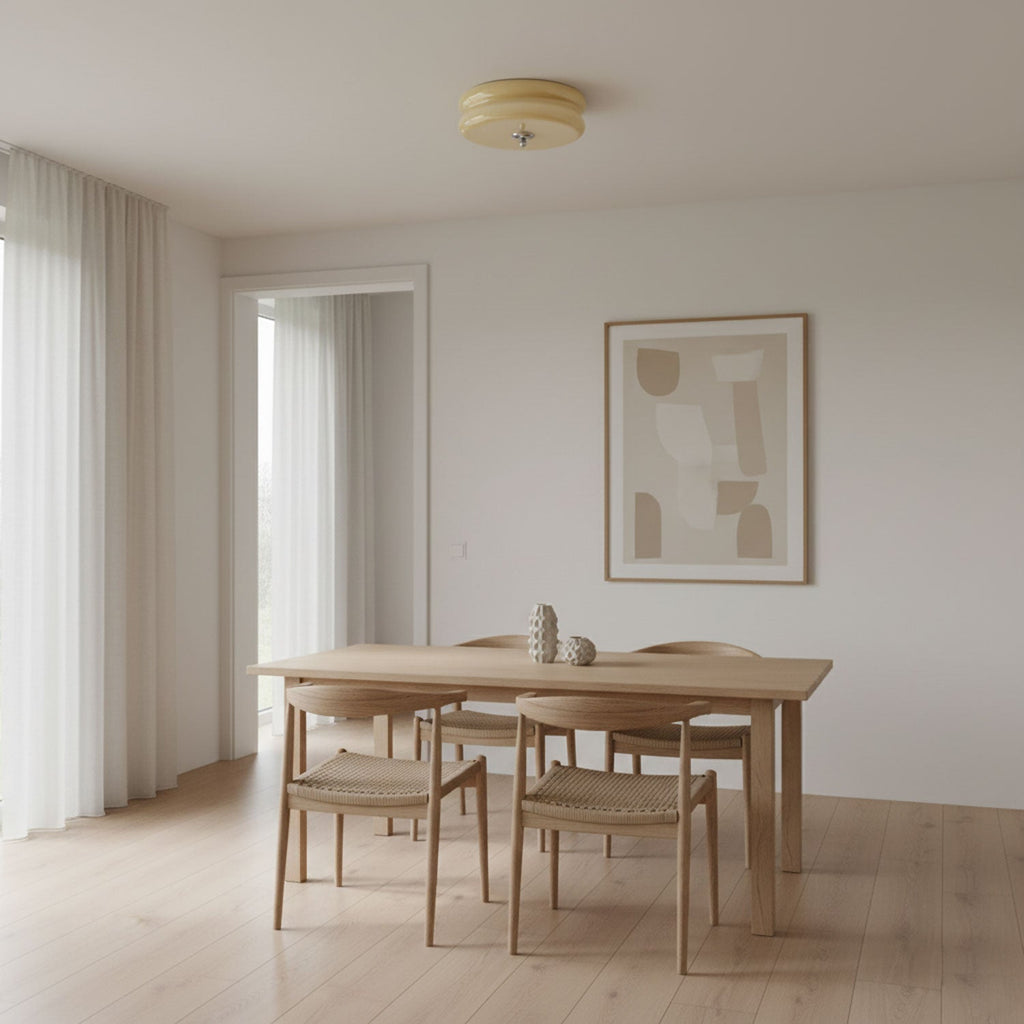 Art Deco Vintage Round Glass Ceiling Light 1-Light