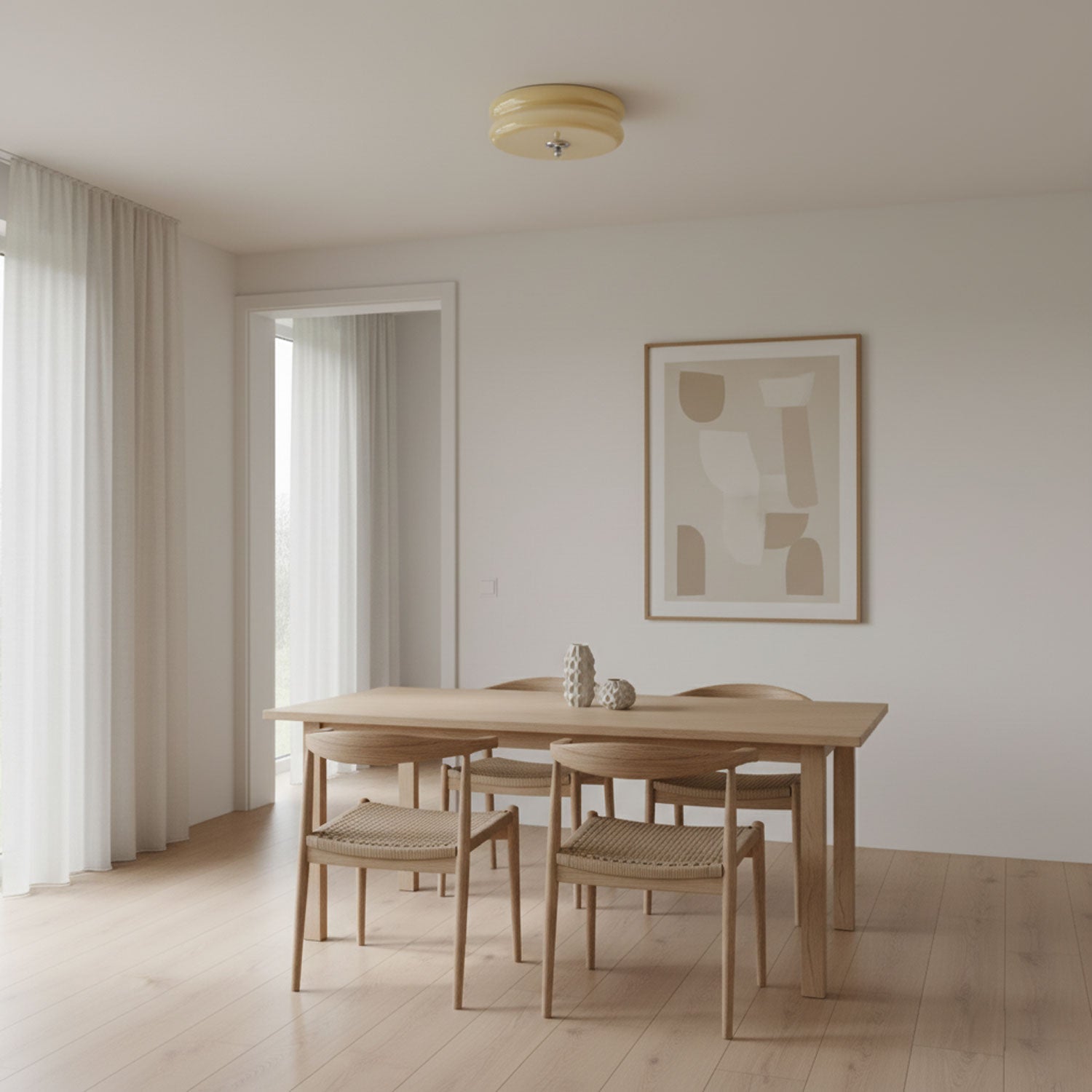 Art Deco Vintage Round Glass Ceiling Light 1-Light