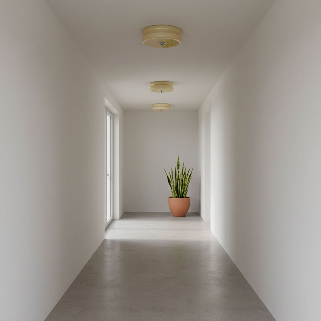 Art Deco Vintage Round Glass Ceiling Light 1-Light