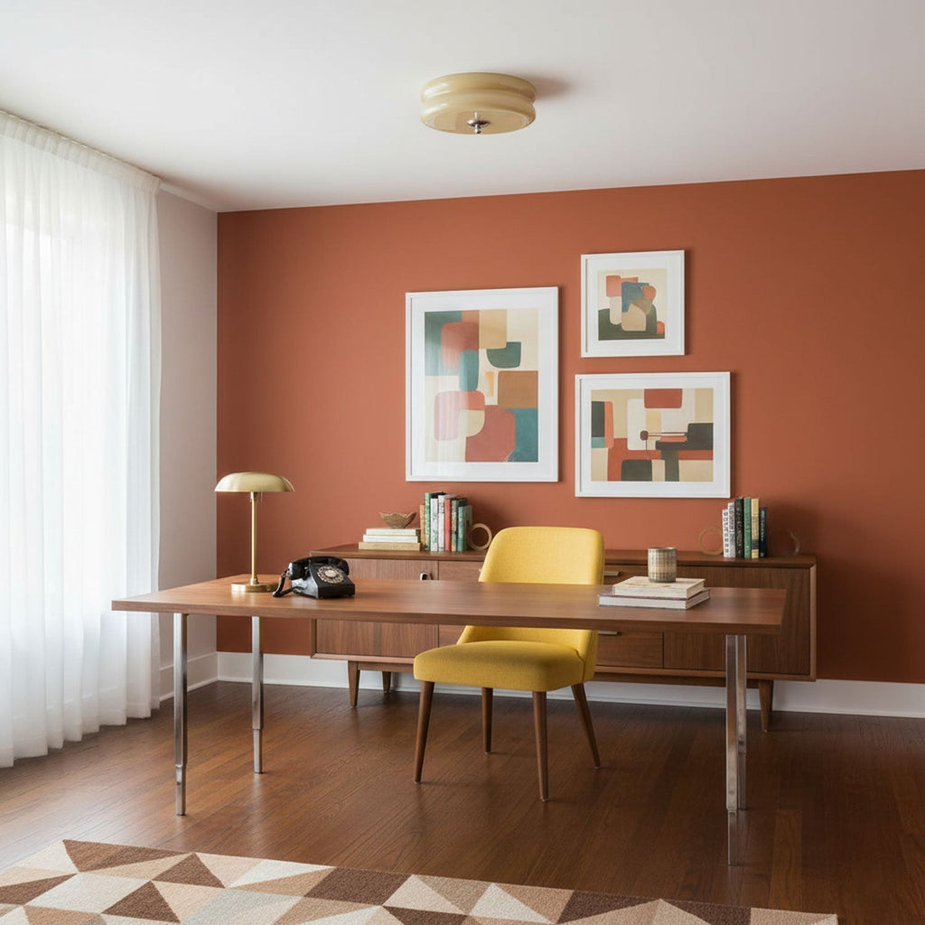 Art Deco Vintage Round Glass Ceiling Light 1-Light