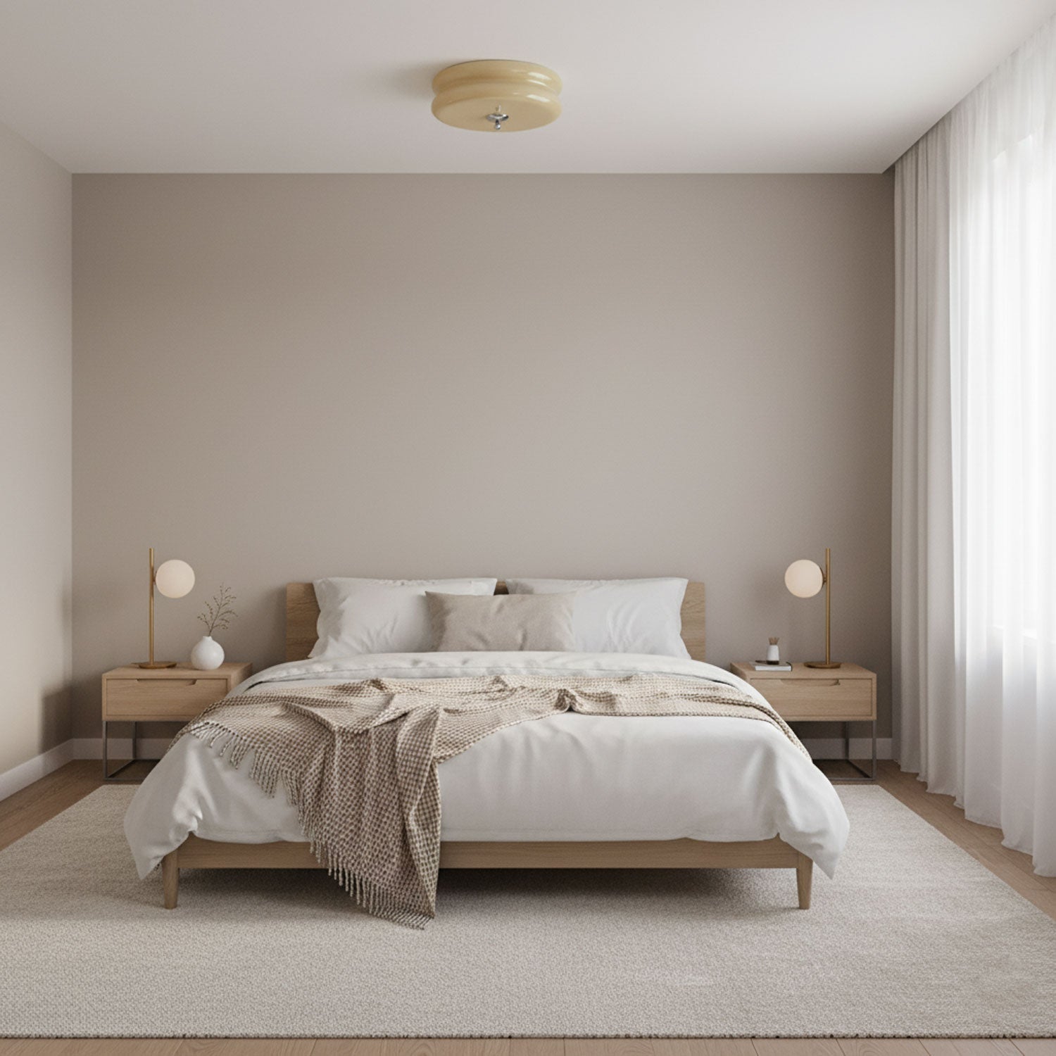 Art Deco Vintage Round Glass Ceiling Light 1-Light