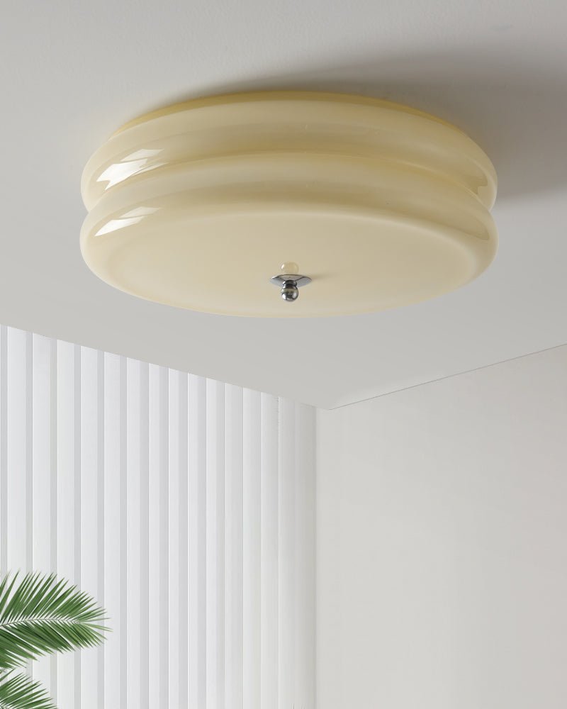 Art Deco Vintage Round Glass Ceiling Light 1-Light