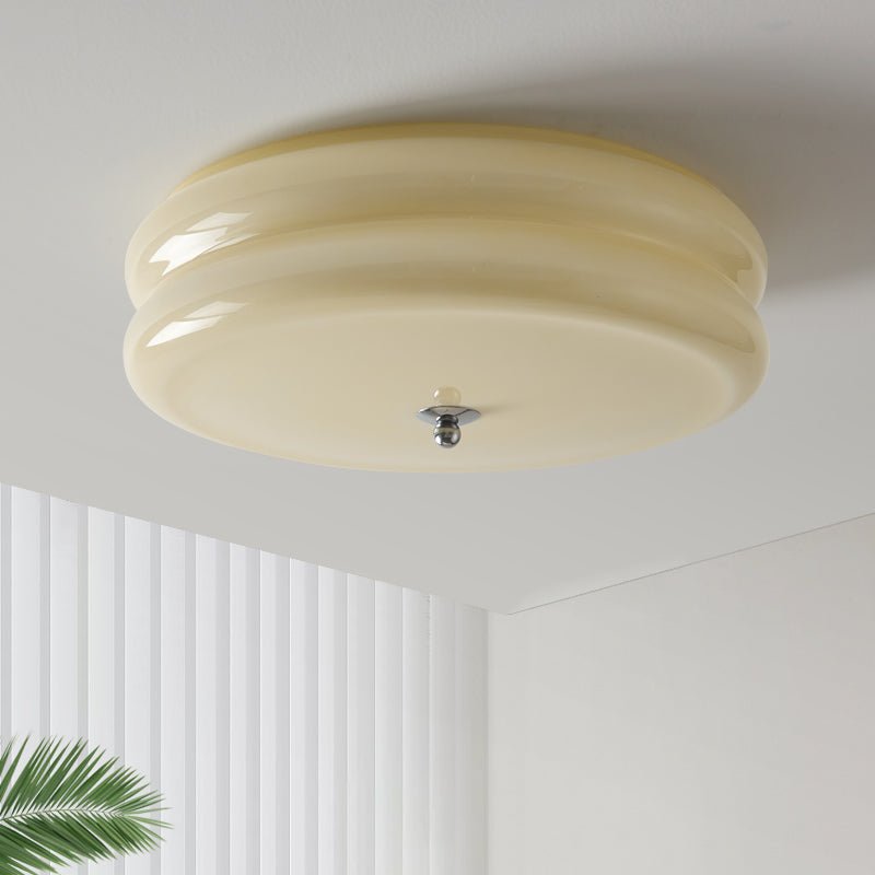 Art Deco Vintage Round Glass Ceiling Light 1-Light