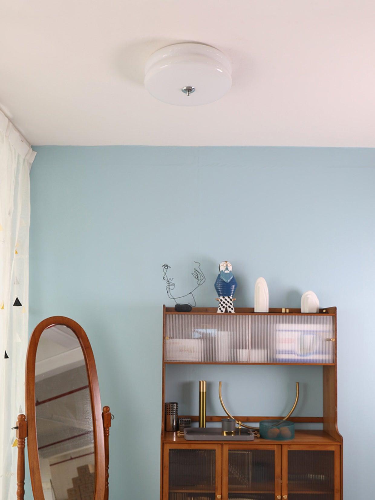 Art Deco Vintage Round Glass Ceiling Light 1-Light