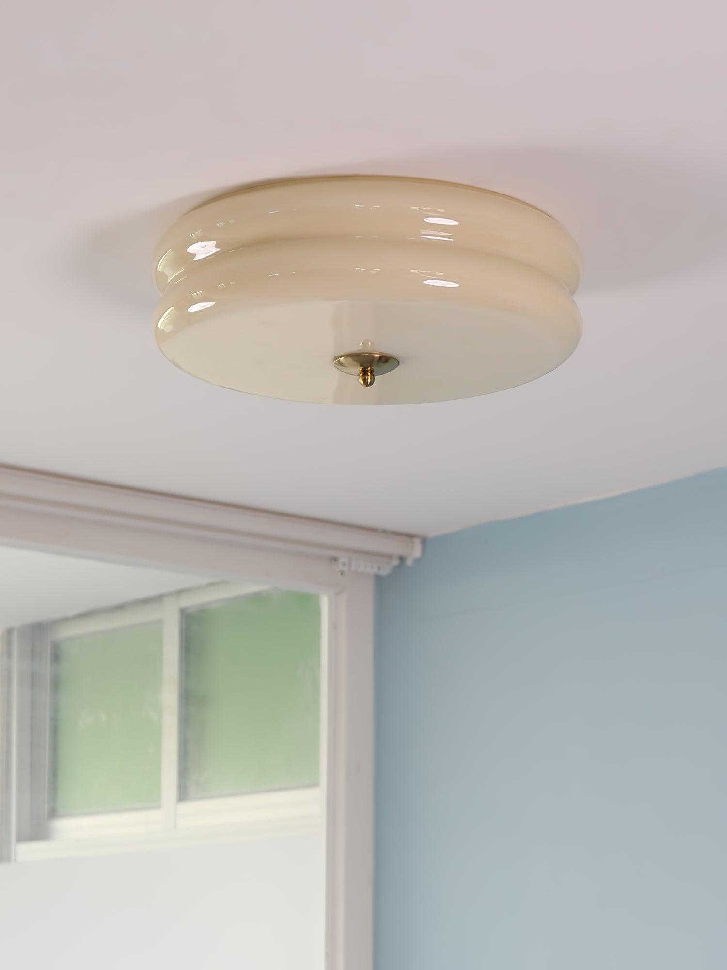 Art Deco Vintage Round Glass Ceiling Light 1-Light