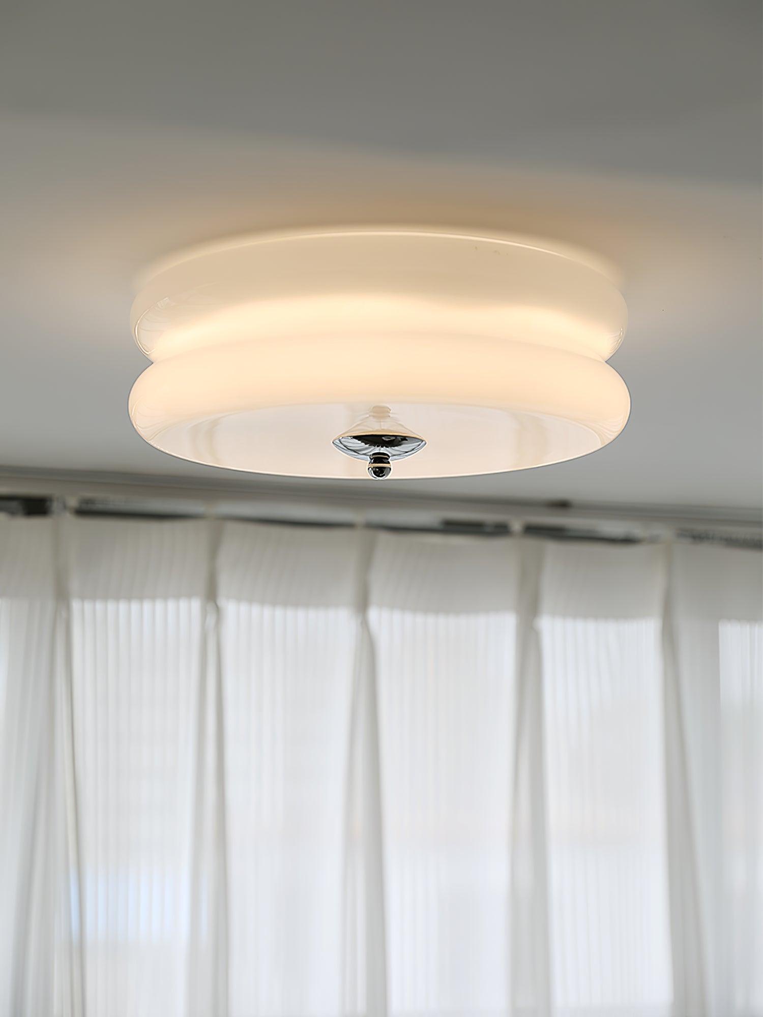 Art Deco Vintage Round Glass Ceiling Light 1-Light