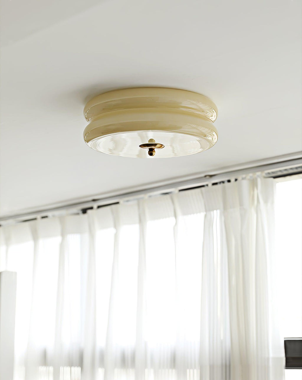 Art Deco Vintage Round Glass Ceiling Light 1-Light