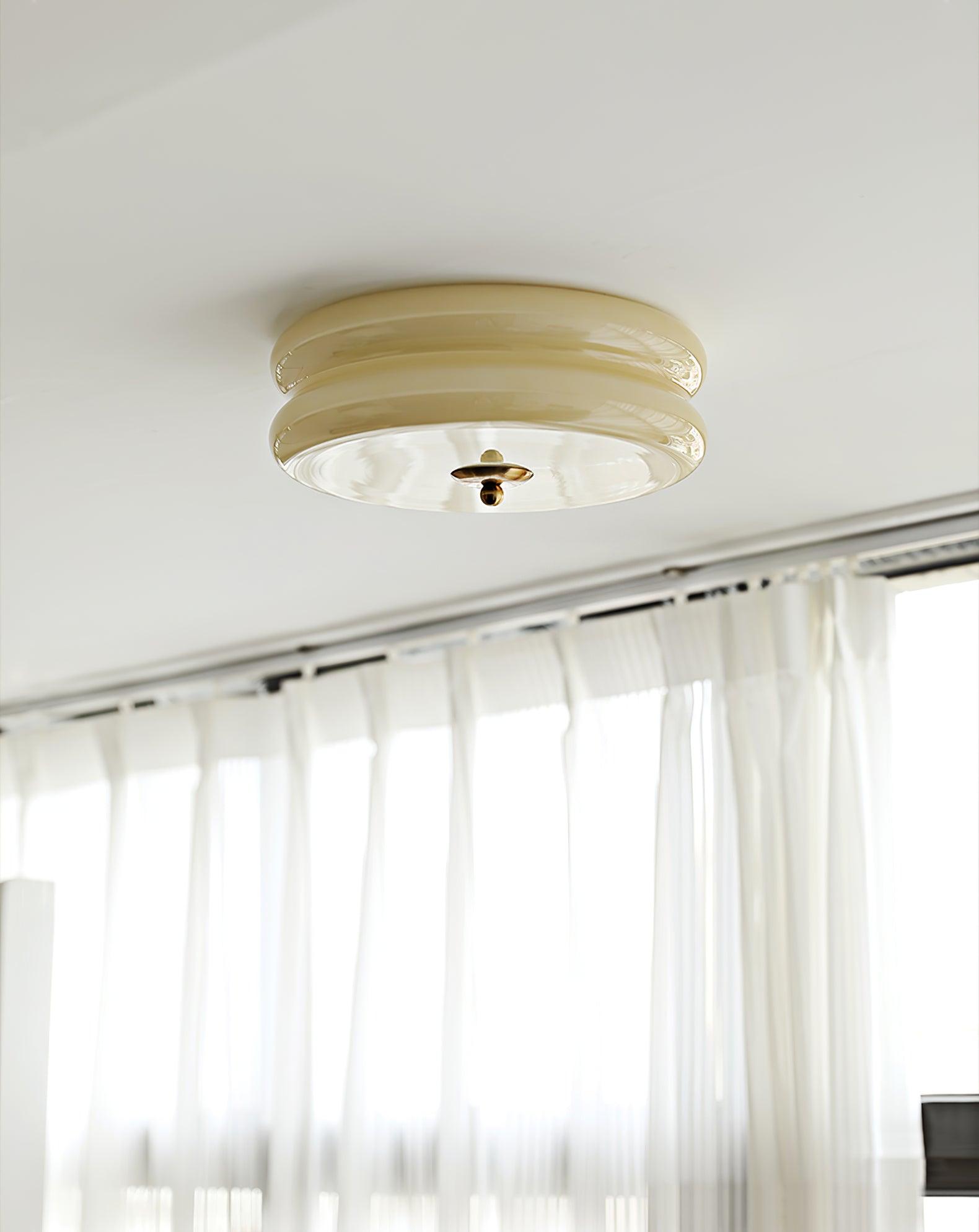 Art Deco Vintage Round Glass Ceiling Light 1-Light