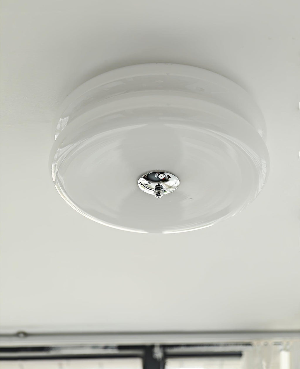 Art Deco Vintage Round Glass Ceiling Light 1-Light