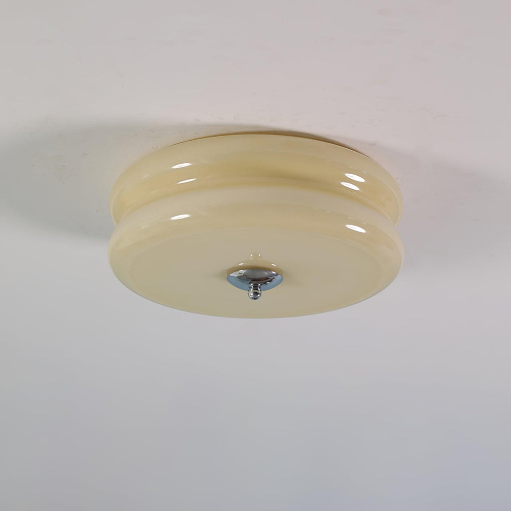 Art Deco Vintage Round Glass Ceiling Light 1-Light