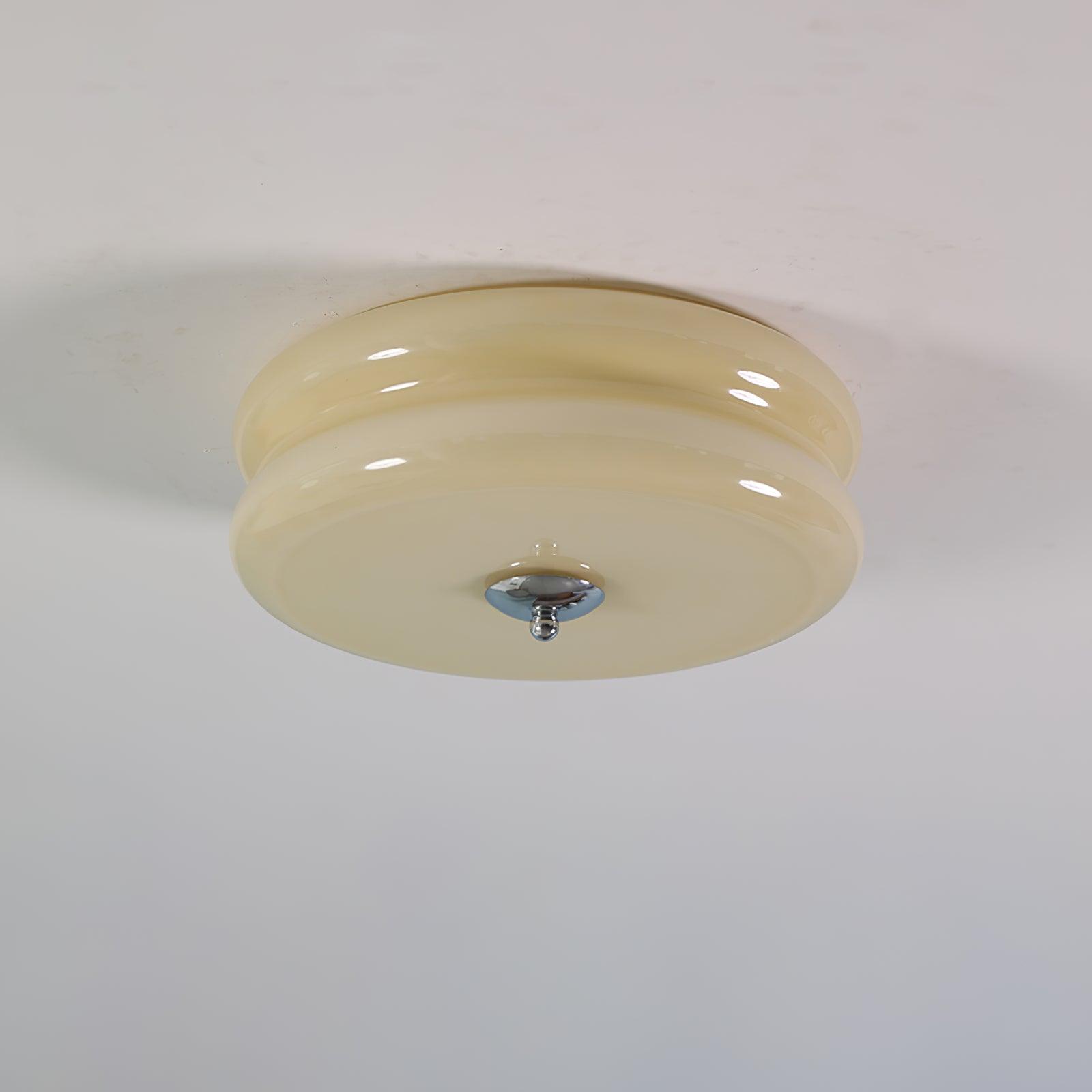 Art Deco Vintage Round Glass Ceiling Light 1-Light