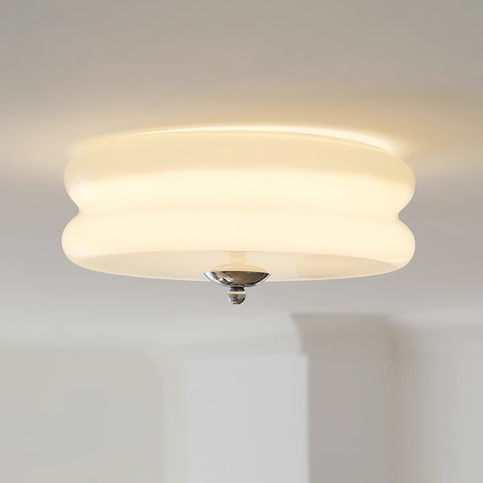Art Deco Vintage Round Glass Ceiling Light 1-Light