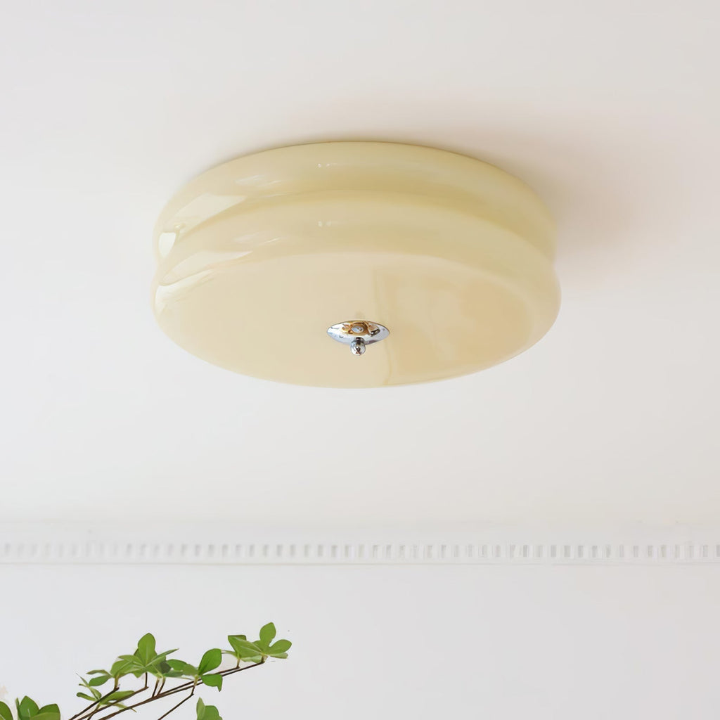 Art Deco Vintage Round Glass Ceiling Light 1-Light