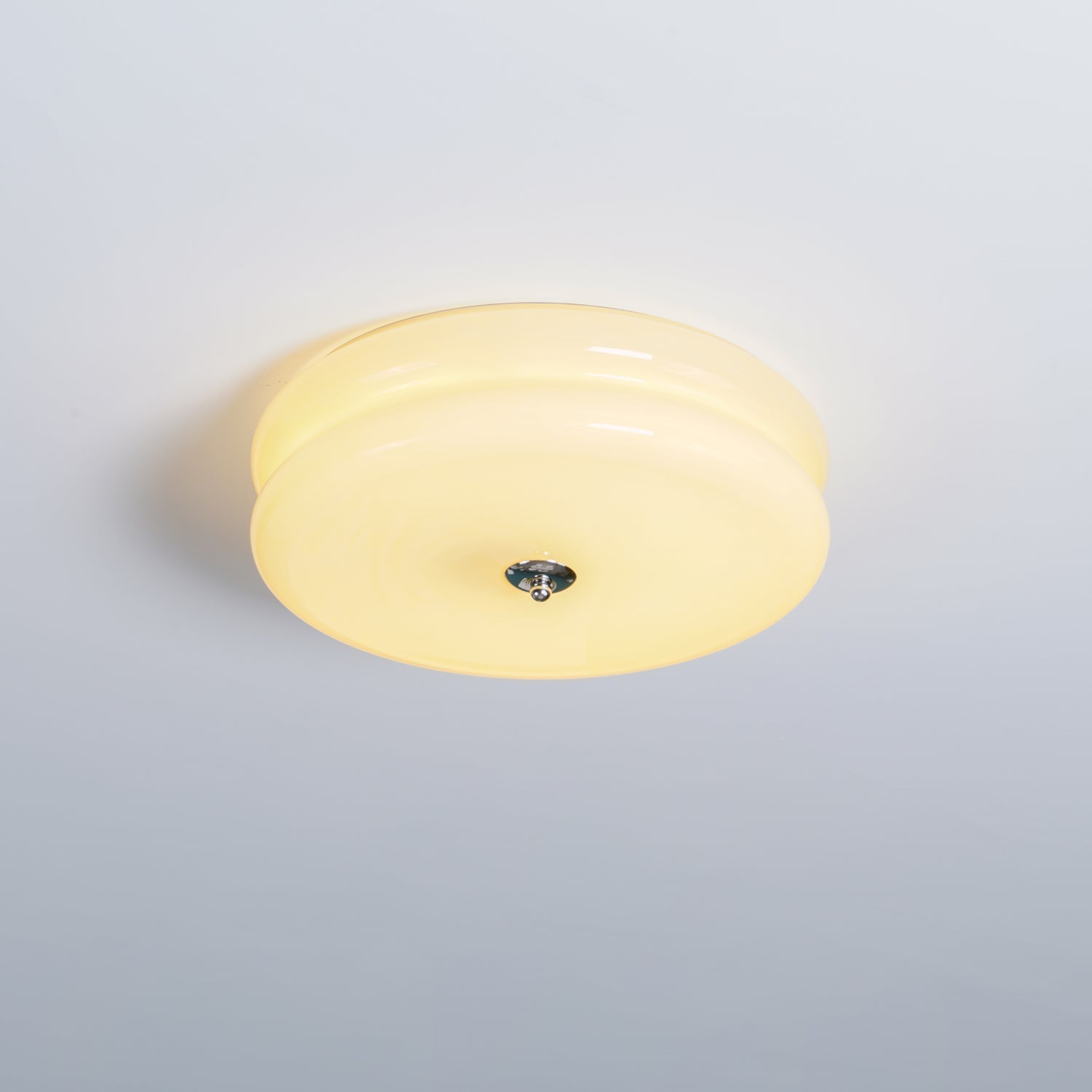Art Deco Vintage Round Glass Ceiling Light 1-Light