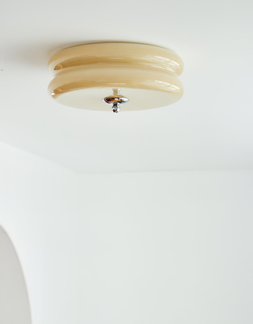 Art Deco Vintage Round Glass Ceiling Light 1-Light