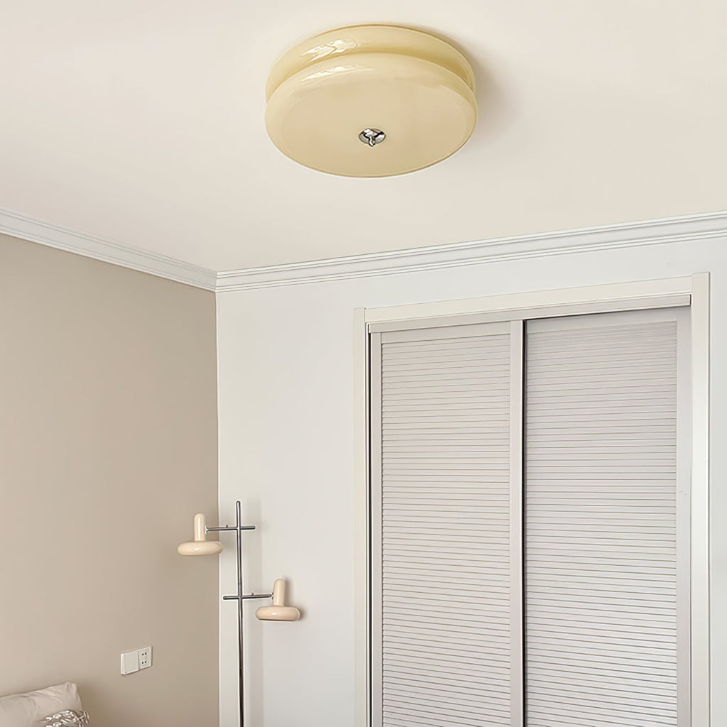 Art Deco Vintage Round Glass Ceiling Light 1-Light