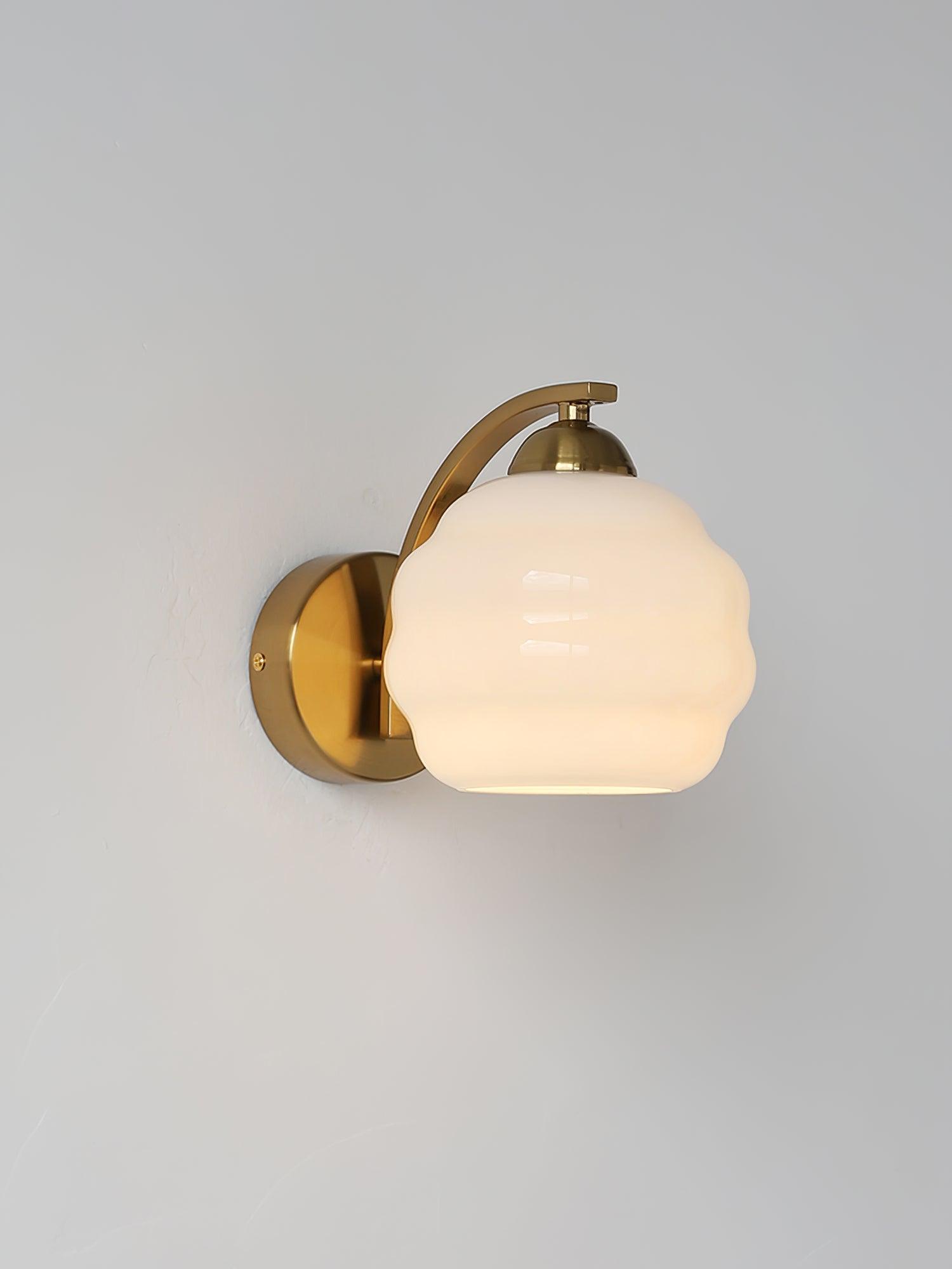 Art Deco Rippled Globe Glass Wall Sconce 1-Light