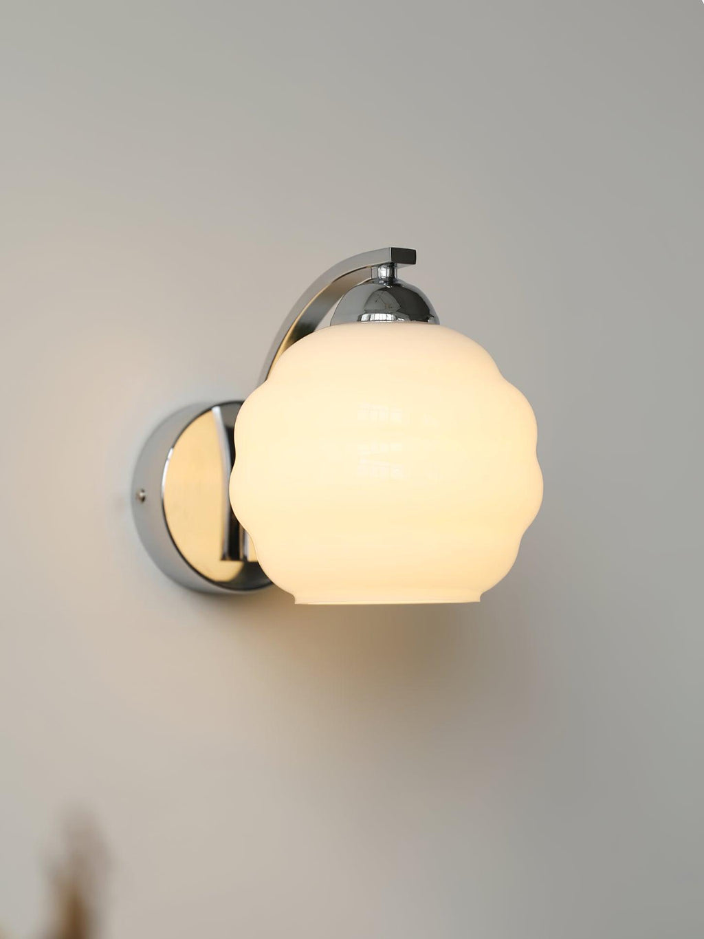 Art Deco Rippled Globe Glass Wall Sconce 1-Light