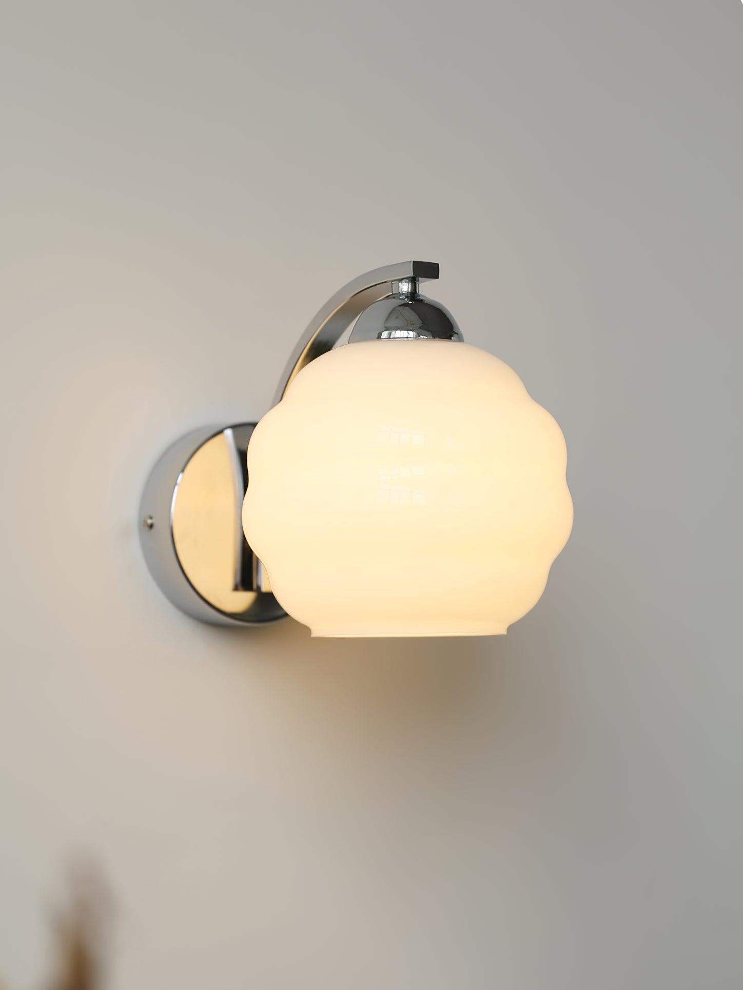 Art Deco Rippled Globe Glass Wall Sconce 1-Light