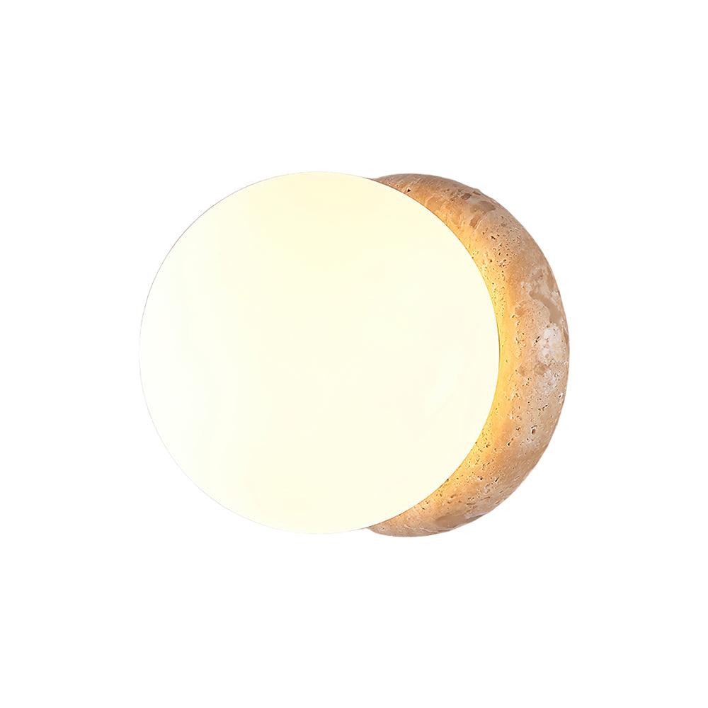 Modern Travertine Stone Round Outdoor Wall Light LED 1-Light