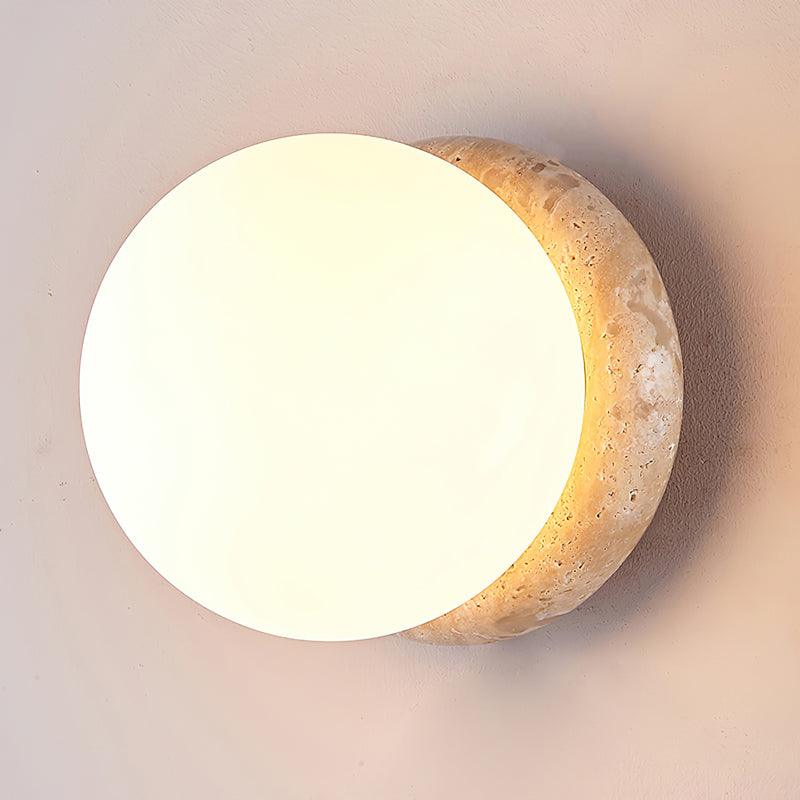 Modern Travertine Stone Round Outdoor Wall Light LED 1-Light