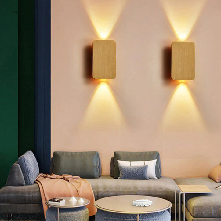 Nordic Minimalist Glass Rectangular LED Wall Sconce Light 2-light