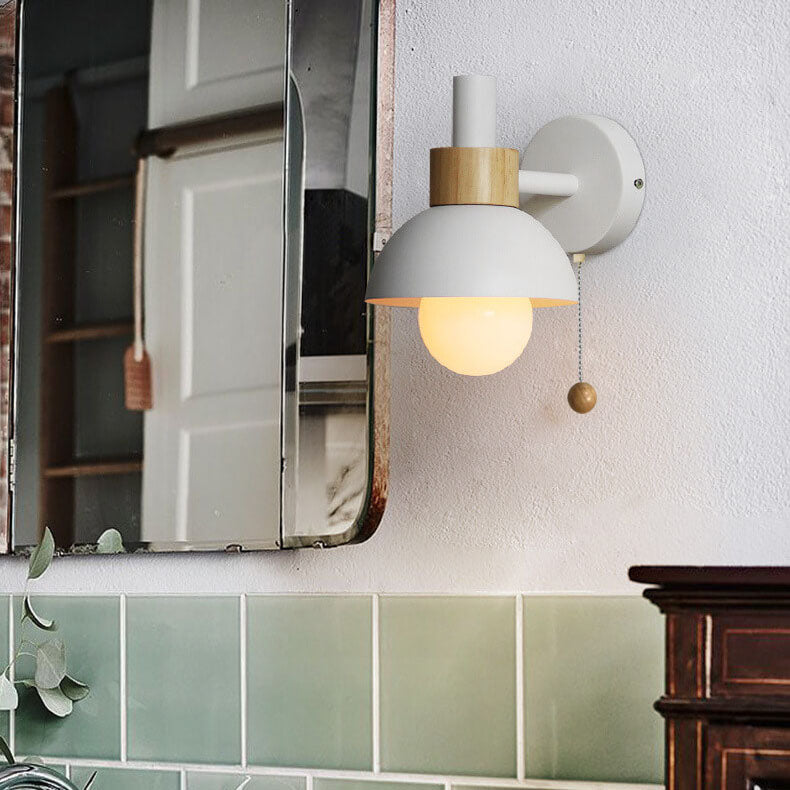 Nordic Wood & Metal Globe Wall Sconce LED 1-light