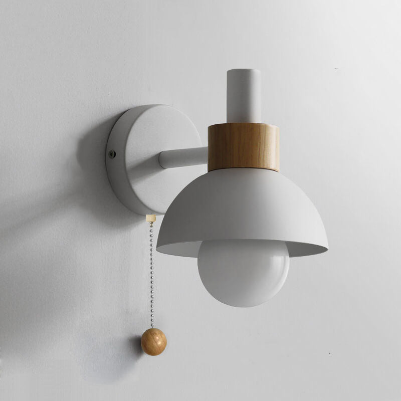 Nordic Wood & Metal Globe Wall Sconce LED 1-light