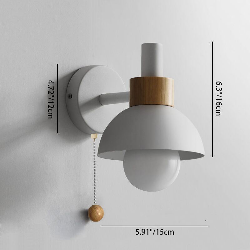 Nordic Wood & Metal Globe Wall Sconce LED 1-light