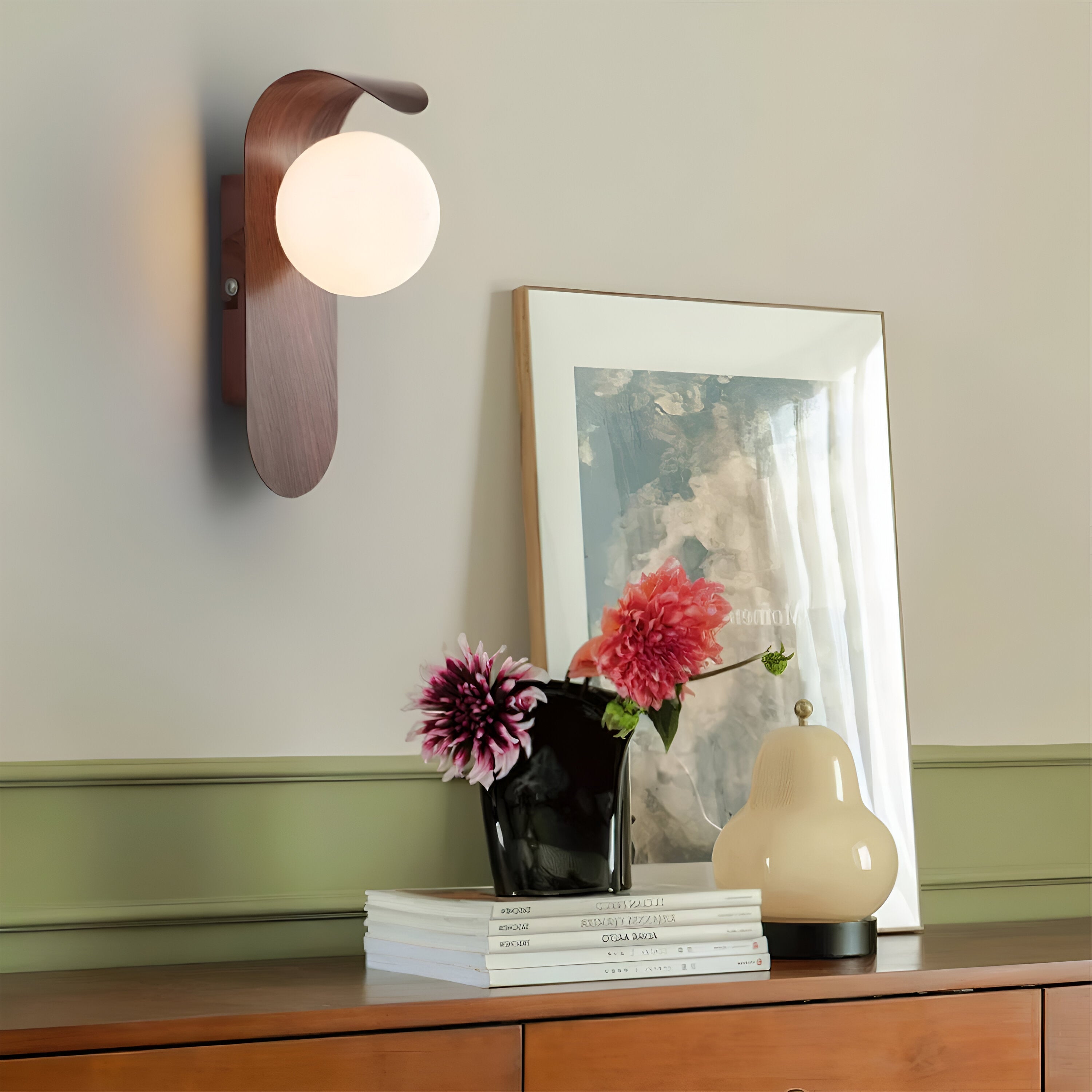 Nordic Wood Globe Wall Sconce LED 1-Light