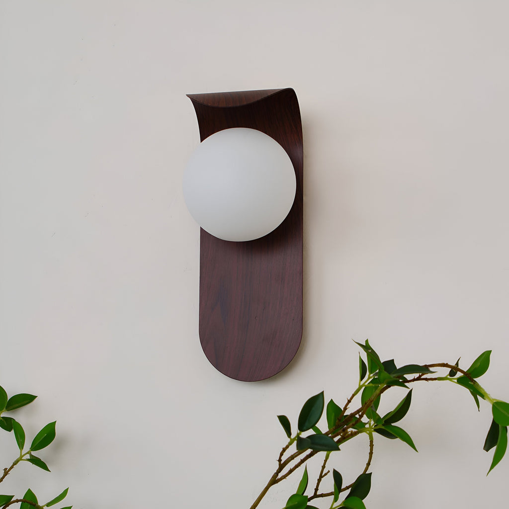 Nordic Wood Globe Wall Sconce LED 1-Light