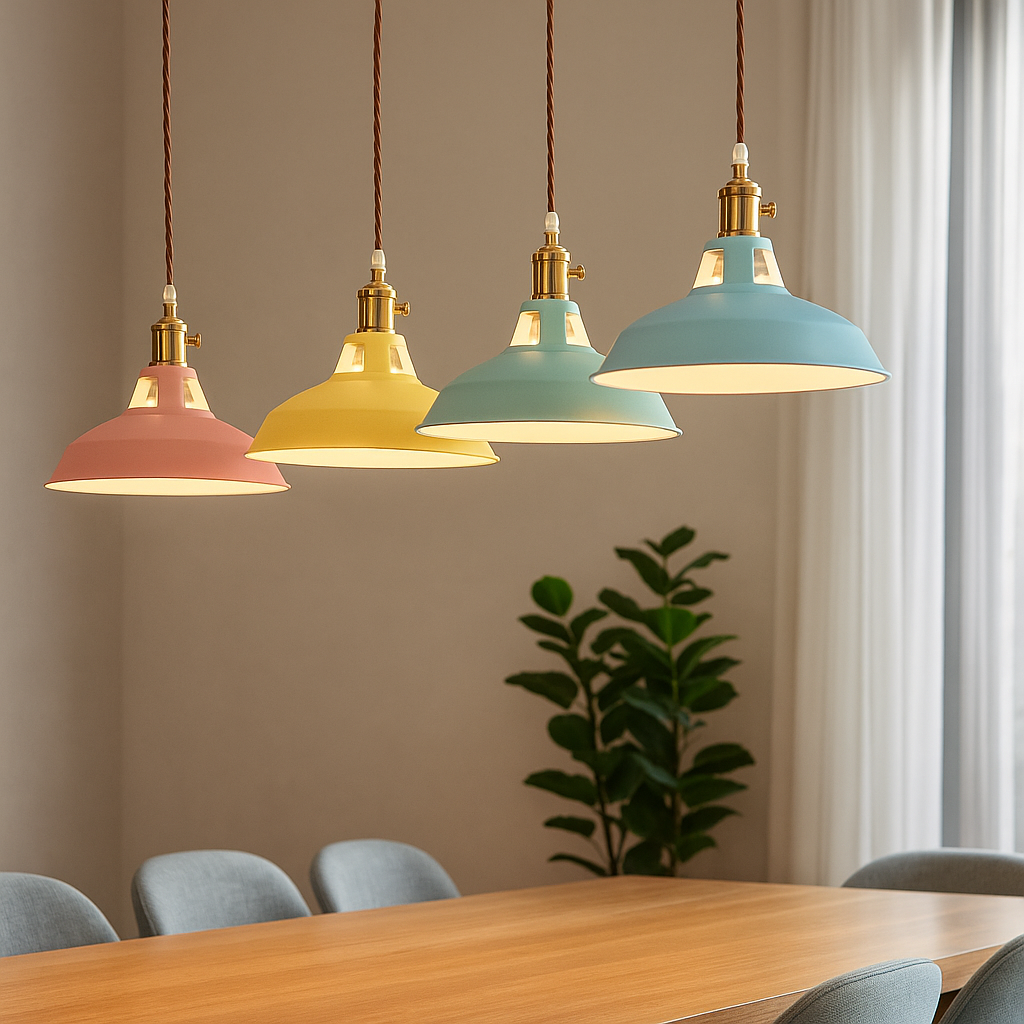 Industrial Colourful Metal Dome Pendant Light LED 1-light