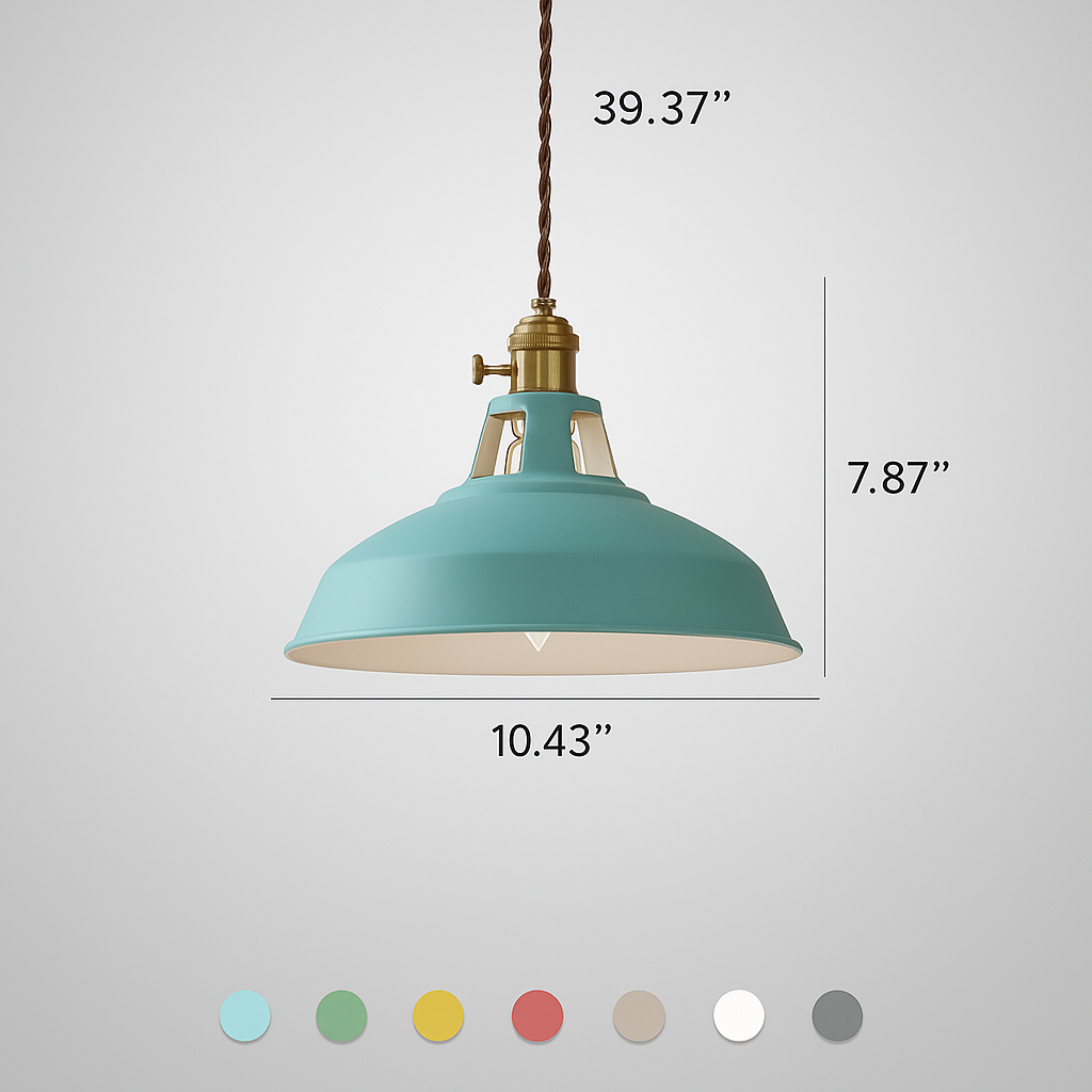 Industrial Colourful Metal Dome Pendant Light LED 1-light