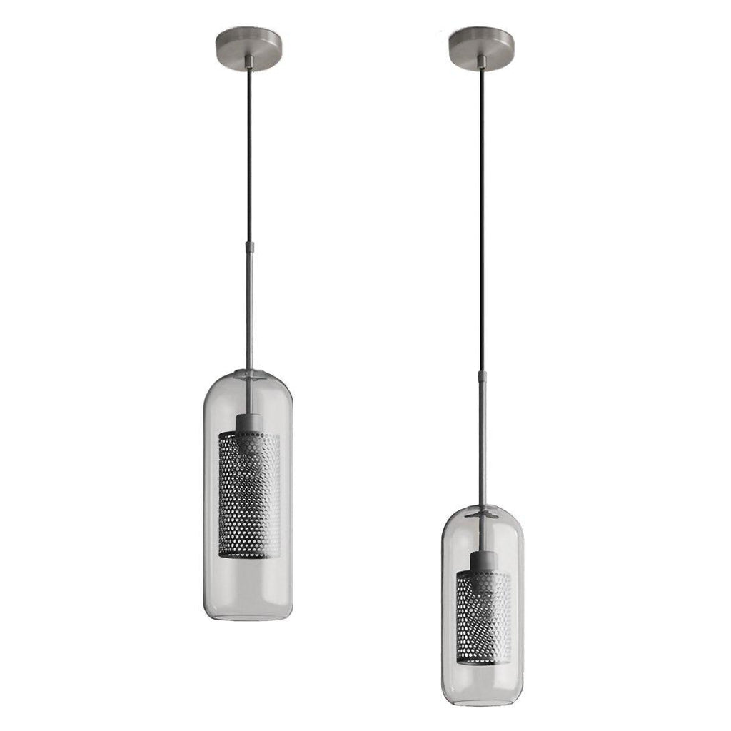 Modern Capsule Perforated Glass Pendant Light 1-Light