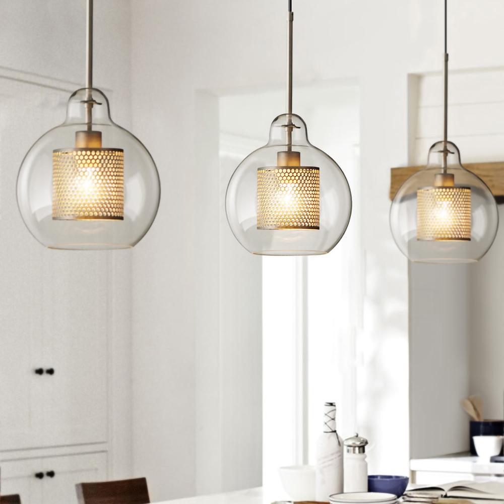Modern Capsule Perforated Glass Pendant Light 1-Light