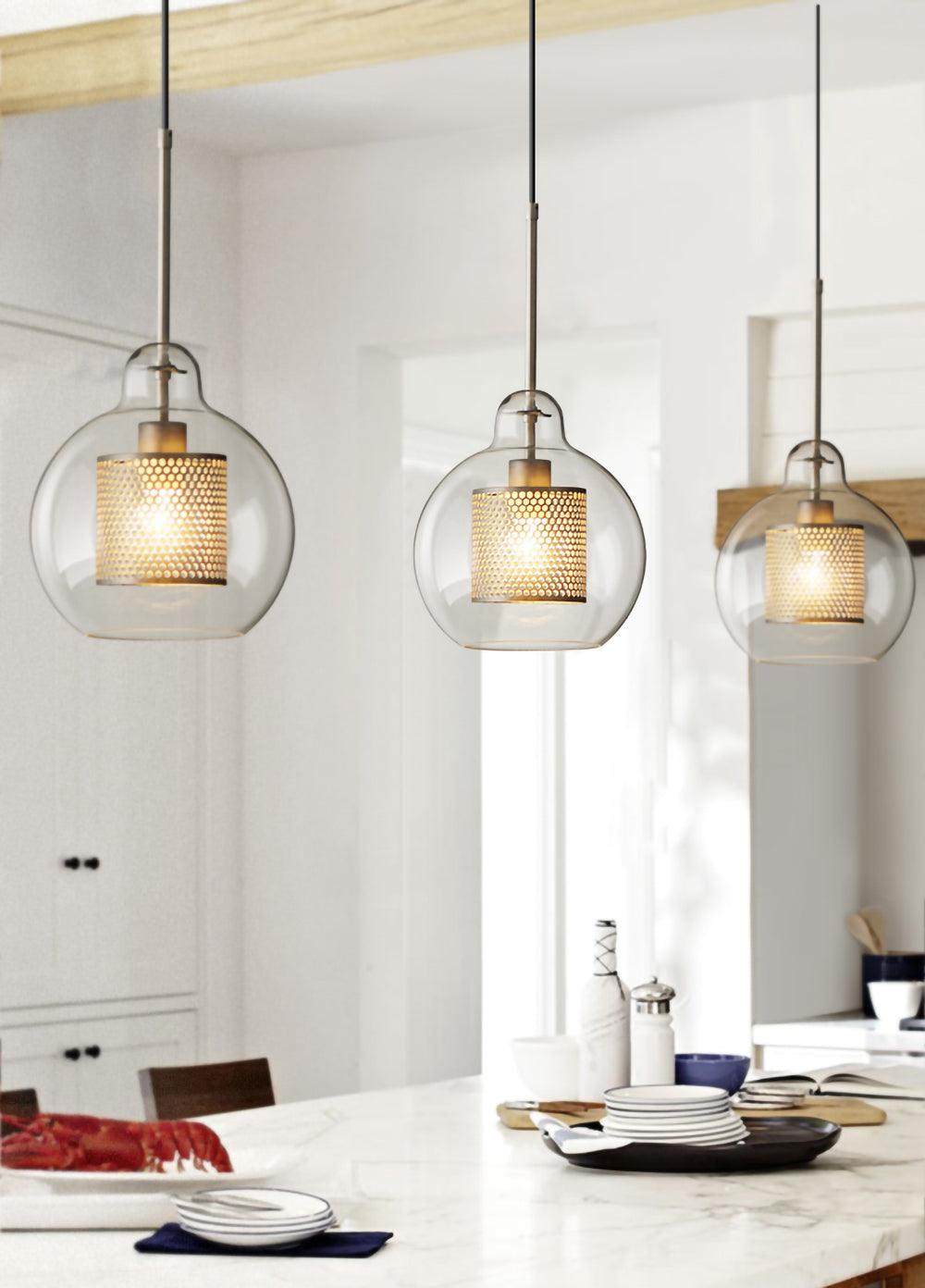 Modern Capsule Perforated Glass Pendant Light 1-Light