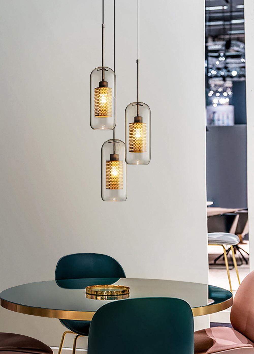 Modern Capsule Perforated Glass Pendant Light 1-Light