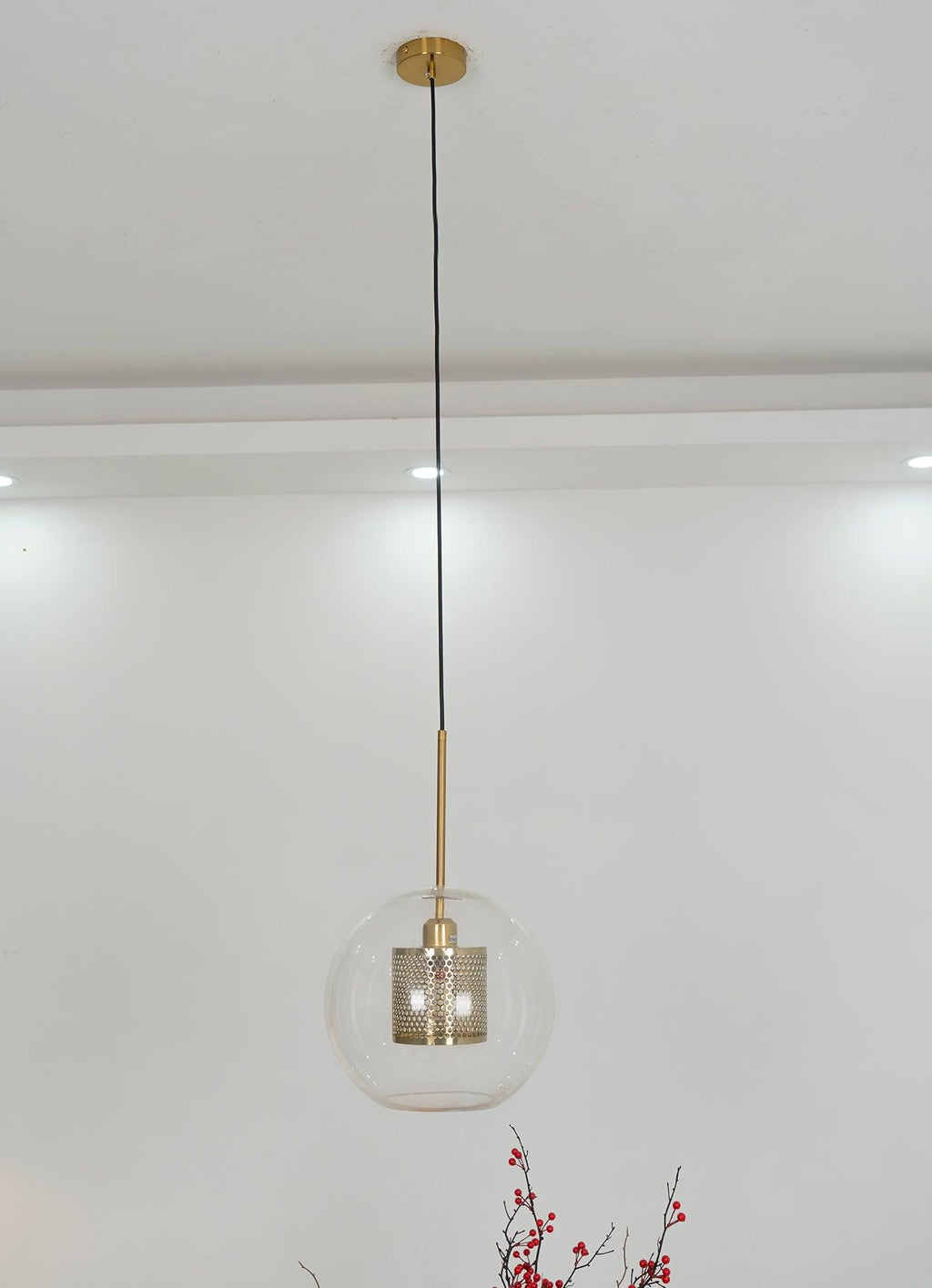 Modern Capsule Perforated Glass Pendant Light 1-Light