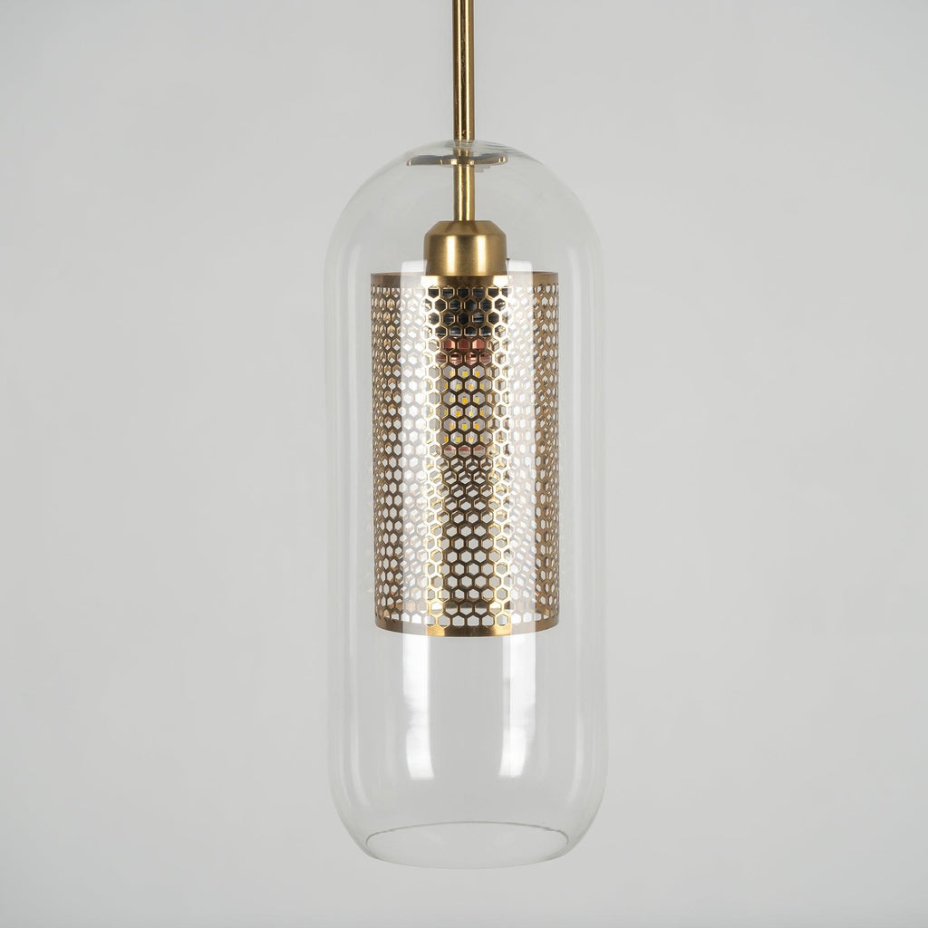 Modern Capsule Perforated Glass Pendant Light 1-Light