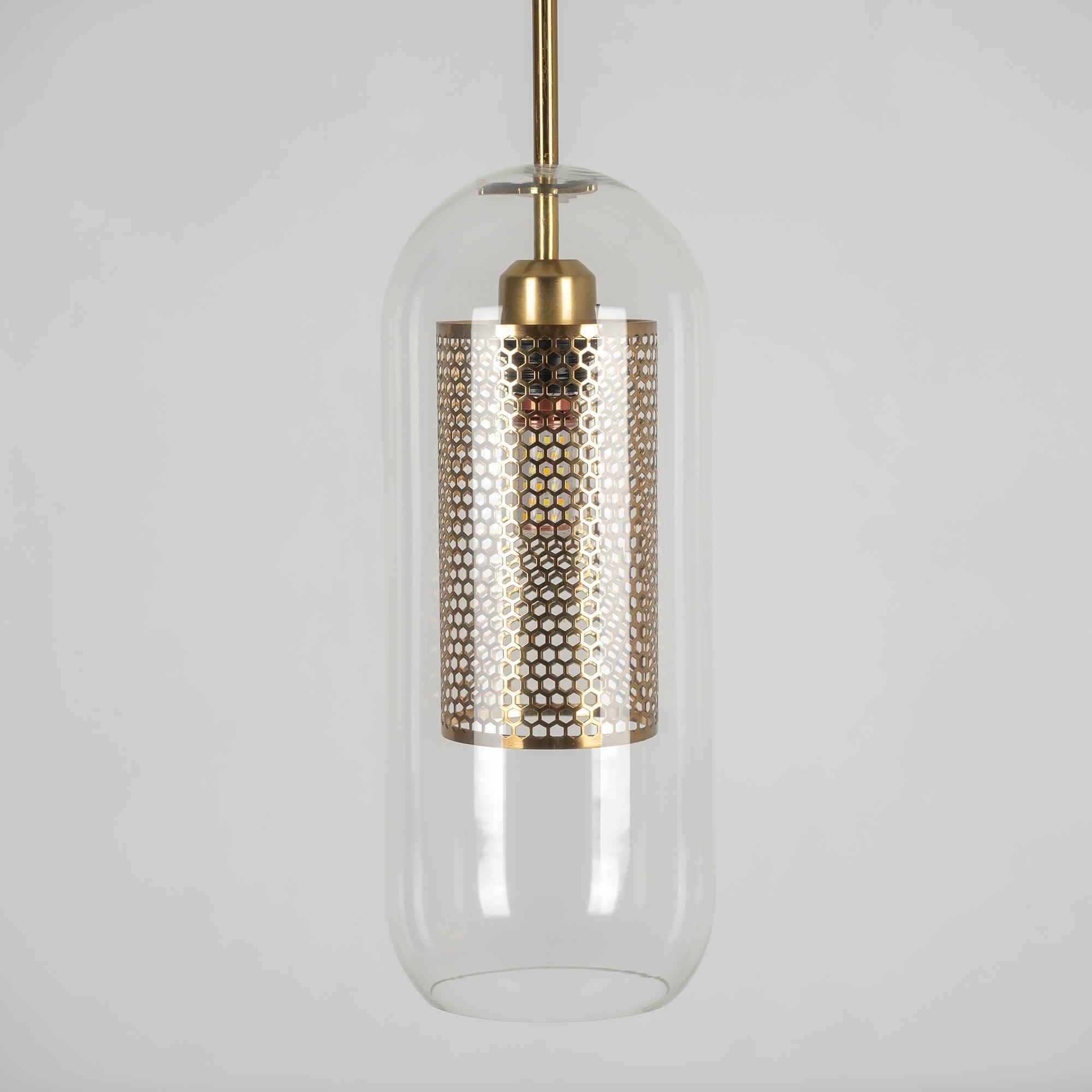 Modern Capsule Perforated Glass Pendant Light 1-Light