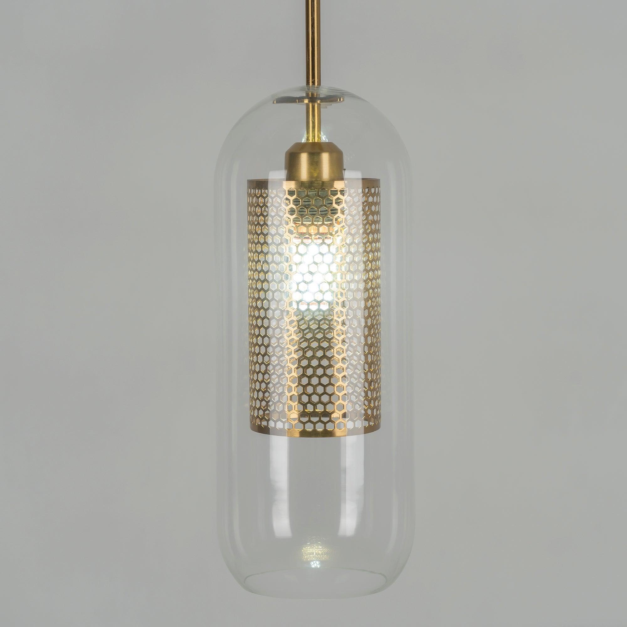 Modern Capsule Perforated Glass Pendant Light 1-Light