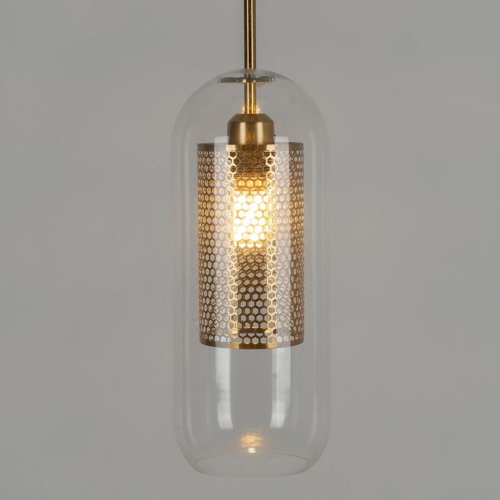 Modern Capsule Perforated Glass Pendant Light 1-Light
