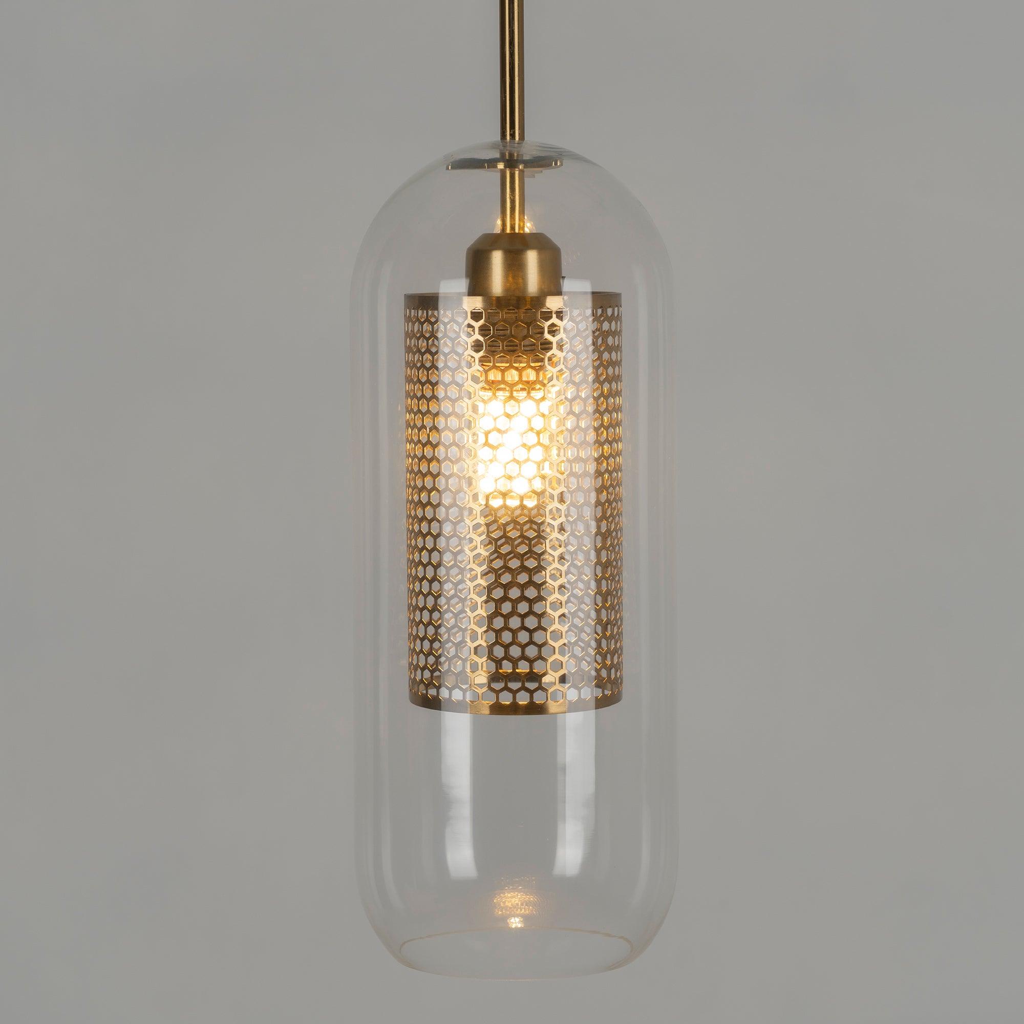 Modern Capsule Perforated Glass Pendant Light 1-Light