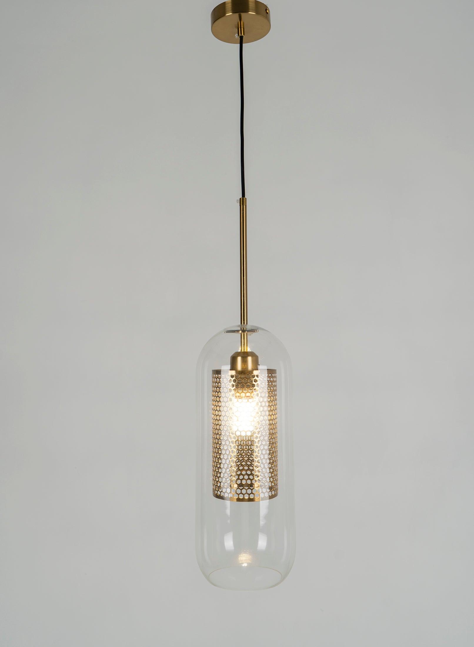Modern Capsule Perforated Glass Pendant Light 1-Light