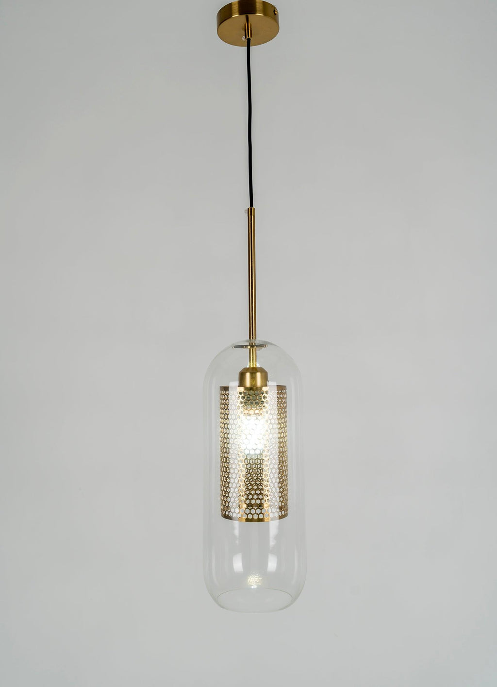 Modern Capsule Perforated Glass Pendant Light 1-Light