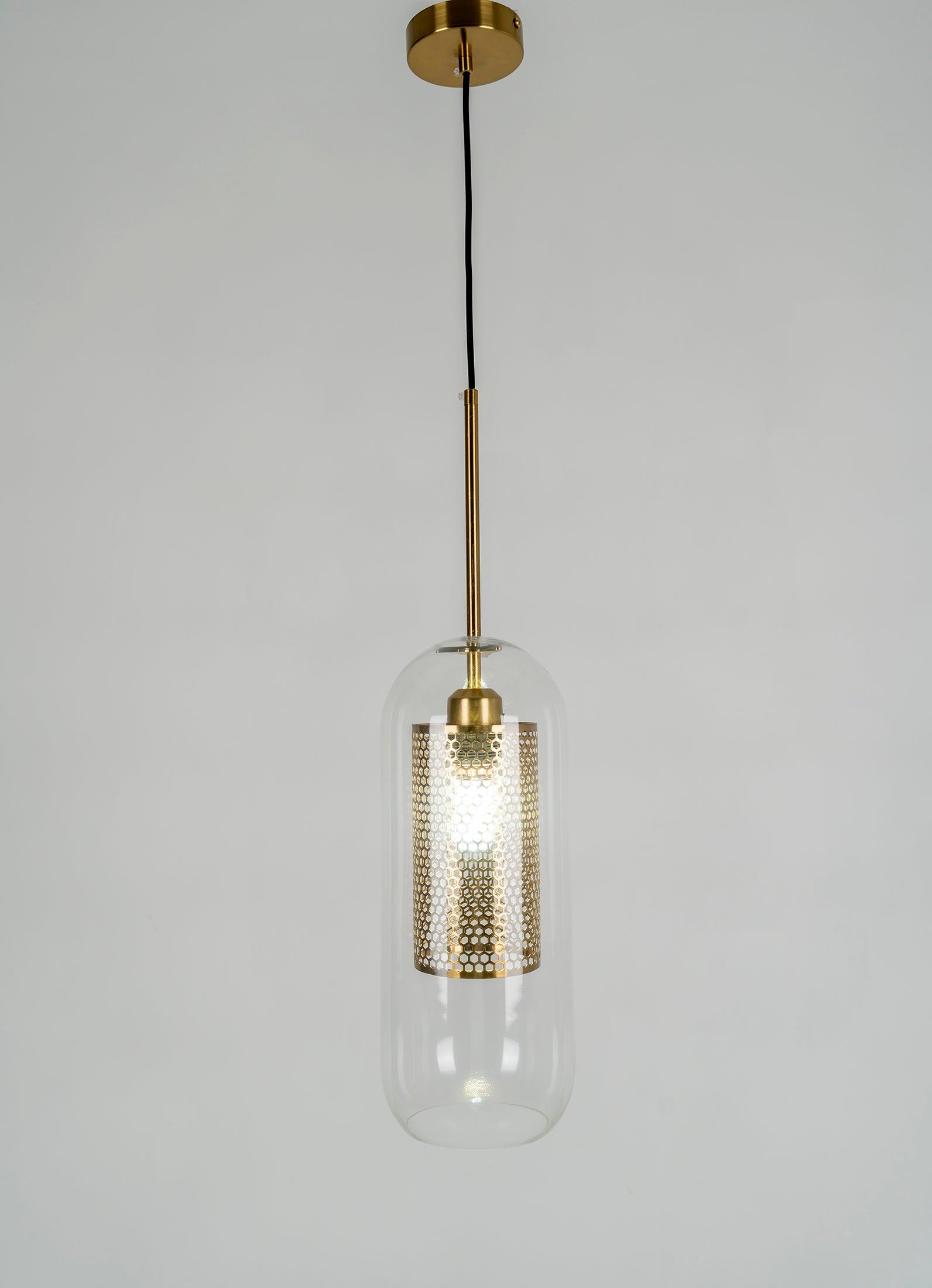 Modern Capsule Perforated Glass Pendant Light 1-Light